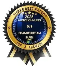 Auszeichnung Three Best Rated 2025: DJ Chris Force unter den Top 3 DJs in Frankfurt am Main – Event- und Hochzeits-DJ
